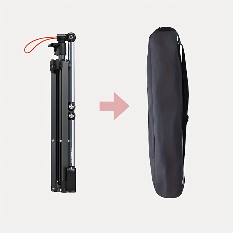 Adjustable Aluminum Alloy Phone Tripod Stand - Portable Floor & Tabletop Mount for Live Streaming, Video Recording, and Photography with Sturdy Black Metal Frame and Flexible Arm