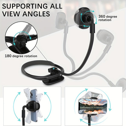 1pc FlexiMounts Silicone Gooseneck Phone Holder Stand, Waterproof Neckband Mount for Hands-Free Desktop and Bed Use, Universal Compatibility with Smartphones