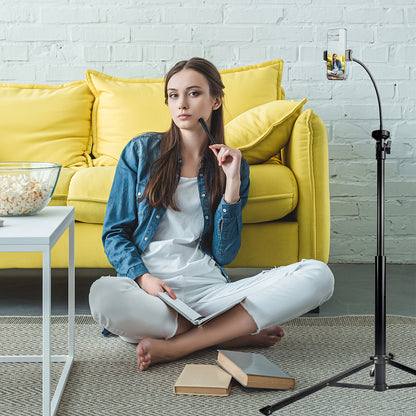 57inch Adjustable Phone Tripod with 360° Goose Neck, Universal Phone Grip, Ideal for Content Creators, Live Broadcast& Filming, Selfie