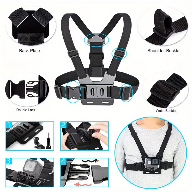 Durable Phone Holder 5-in-1 Chest Mount Phone Holder | Durable ABS Material, Adjustable Strap, Ergonomic Shoulder Design - Perfect for Vlogging, Fishing, Hiking & Live Streaming