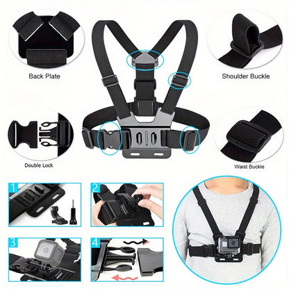 Durable Phone Holder 5-in-1 Chest Mount Phone Holder | Durable ABS Material, Adjustable Strap, Ergonomic Shoulder Design - Perfect for Vlogging, Fishing, Hiking & Live Streaming