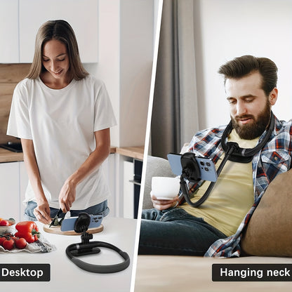 1pc FlexiMounts Silicone Gooseneck Phone Holder Stand, Waterproof Neckband Mount for Hands-Free Desktop and Bed Use, Universal Compatibility with Smartphones