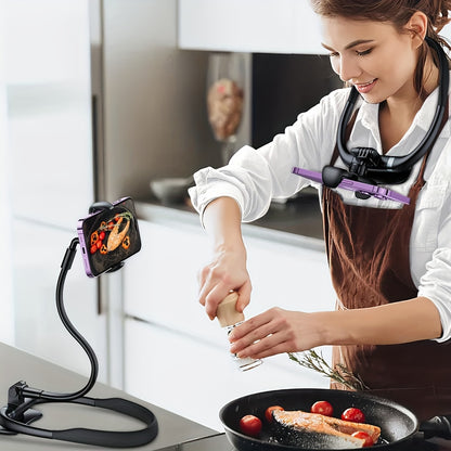 1pc FlexiMounts Silicone Gooseneck Phone Holder Stand, Waterproof Neckband Mount for Hands-Free Desktop and Bed Use, Universal Compatibility with Smartphones