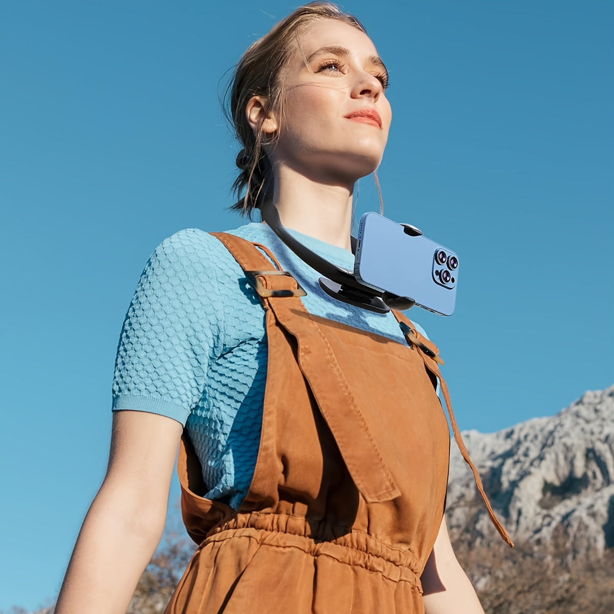 1pc FlexiMounts Silicone Gooseneck Phone Holder Stand, Waterproof Neckband Mount for Hands-Free Desktop and Bed Use, Universal Compatibility with Smartphones