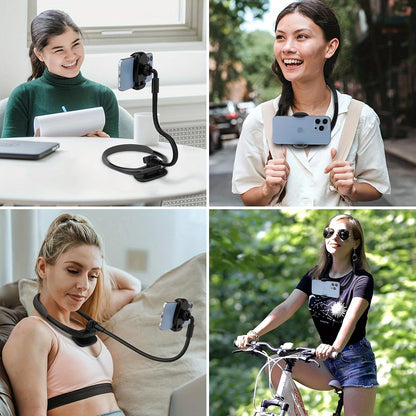 1pc FlexiMounts Silicone Gooseneck Phone Holder Stand, Waterproof Neckband Mount for Hands-Free Desktop and Bed Use, Universal Compatibility with Smartphones